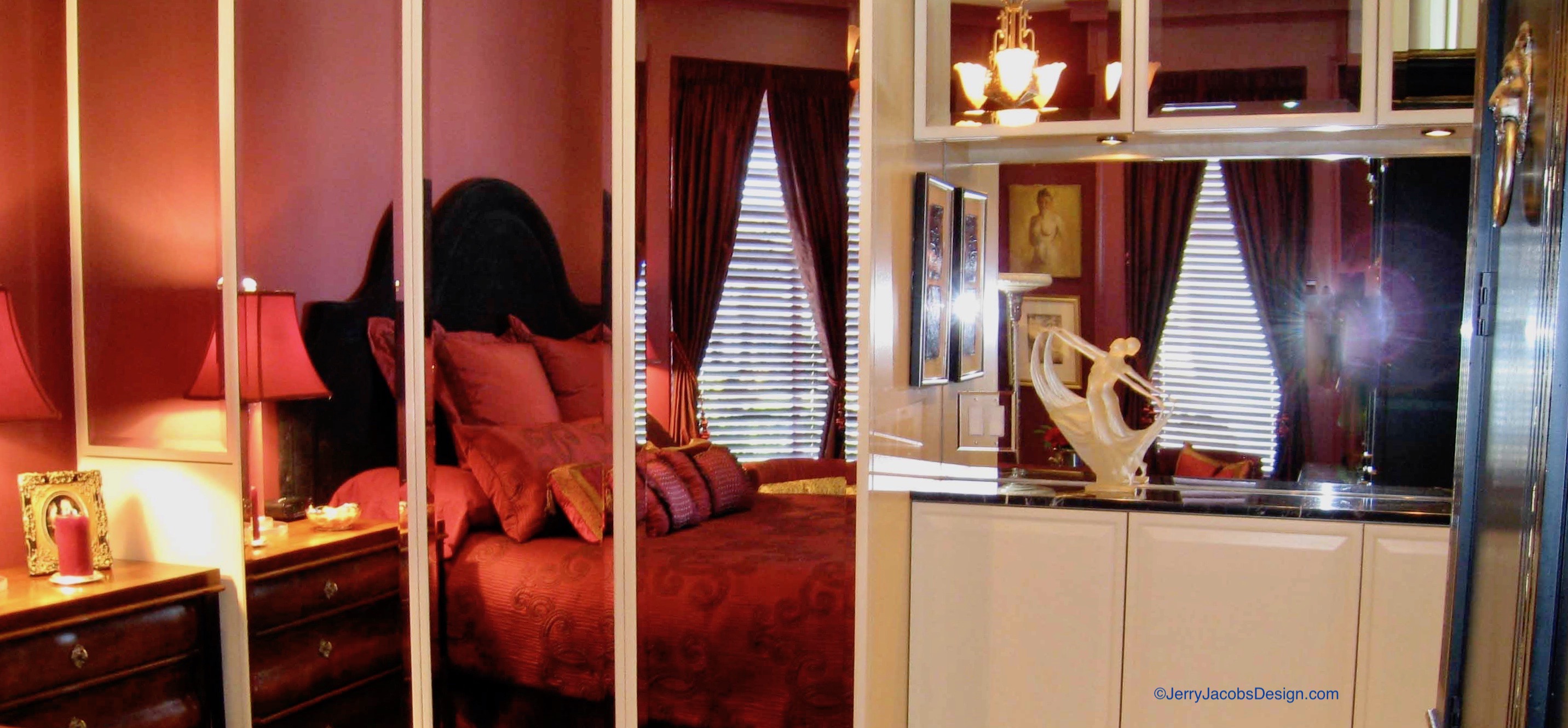 Penthouse Apartment Interior DesignJerry Jacobs Design Mirrored bedroom Jerry Jacobs Design