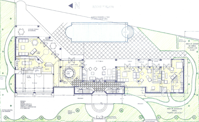 Villa El Meco, Punta Sam, Cancun,MX Floor Plan. By Jerry Jacobs Design