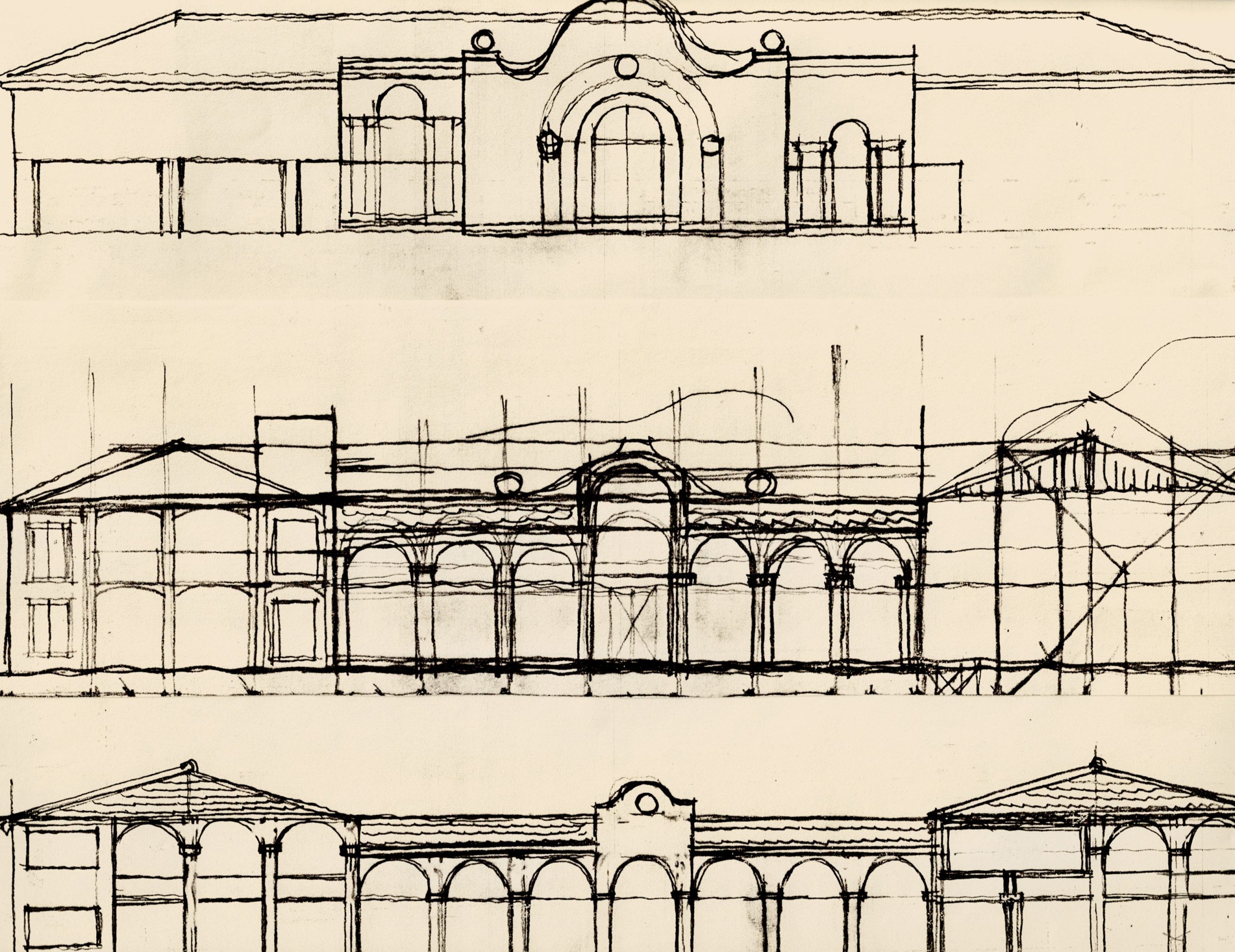 Villa El Meco, Punta Sam Cancun, MX. Elevation sketch By Jerry Jacobs Design