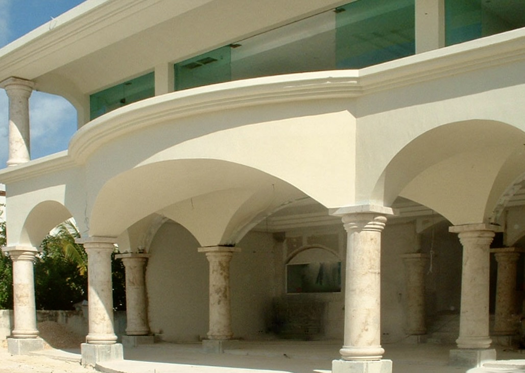 Waterfront Villa Habana. Waterfont Facade in progress angled.